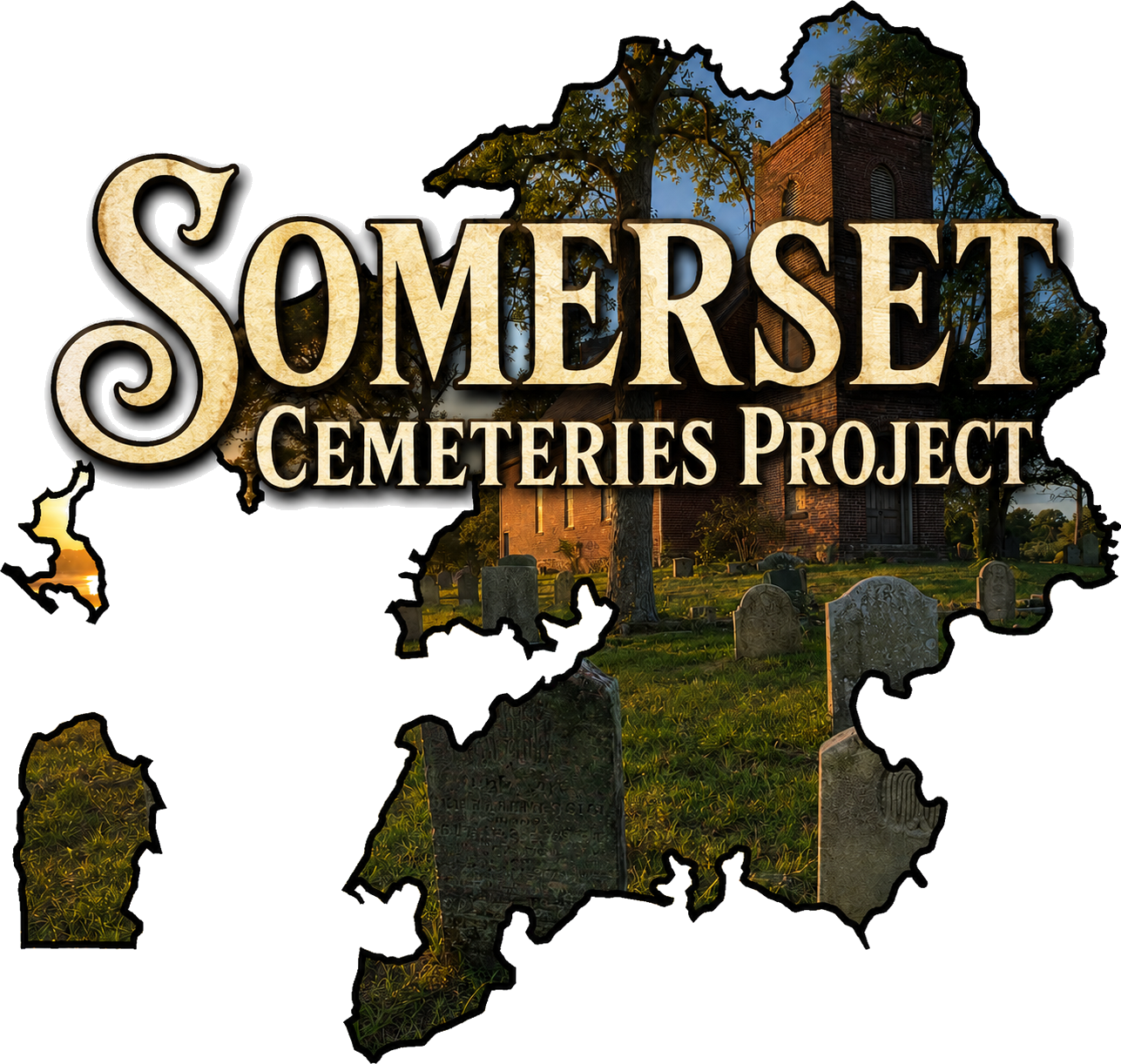 Somerset County-shaped cemetery scene for the Somerset Cemeteries Project