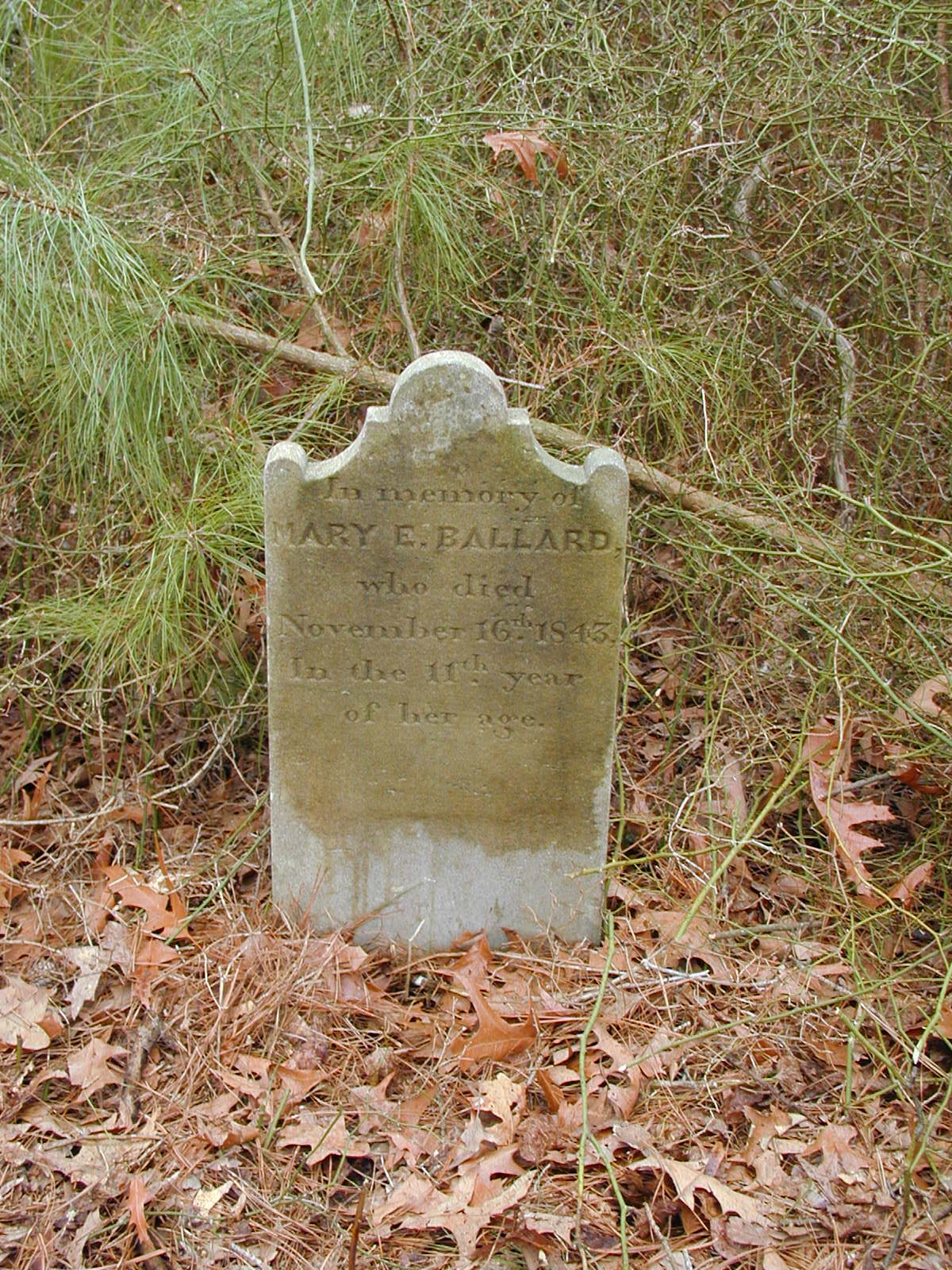 Gravestone of Mary E. Ballard