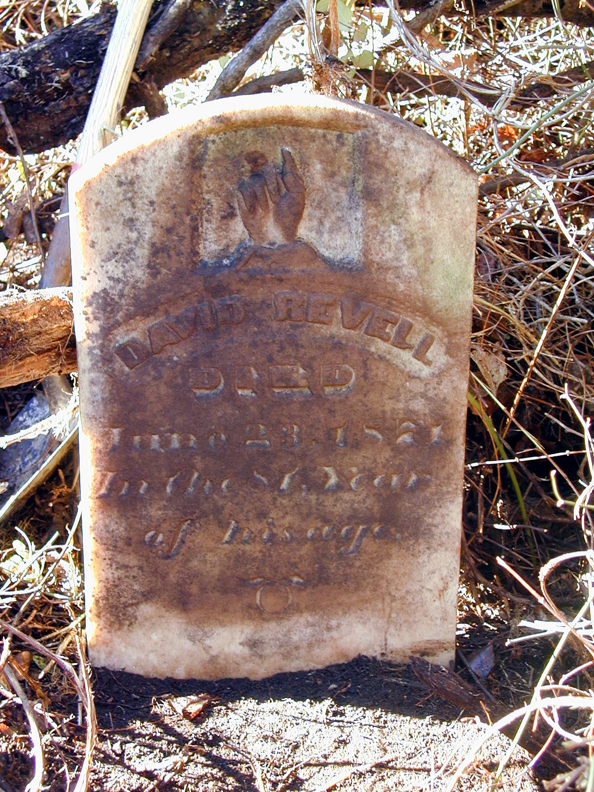 Additional view of the David Revell gravestone