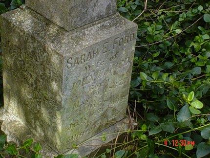Headstone or supporting photograph for Sarah E. Ford