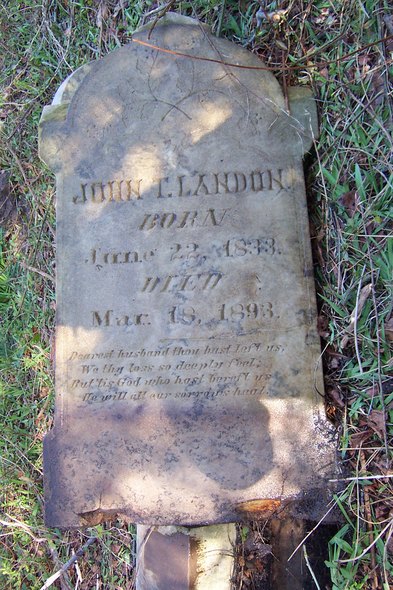 Headstone or supporting photograph for John T. Landon