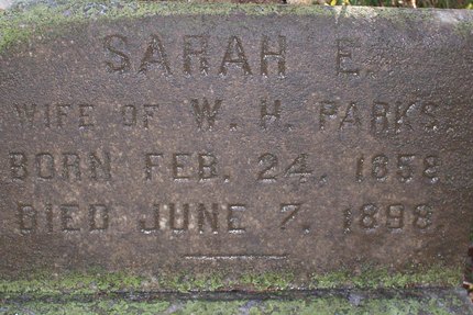 Headstone or supporting photograph for Sarah E. Parks