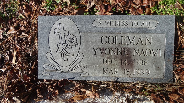 Gravestone: Yvonne Naomi Coleman