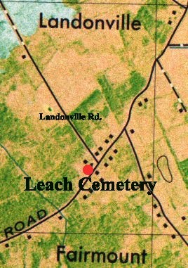 Location map identifying Leach Cemetery near Fairmount and Landonville Road