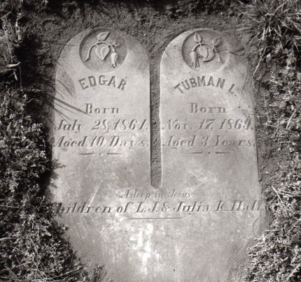 Headstone or supporting photograph for Edgar and Tubman L. Hall