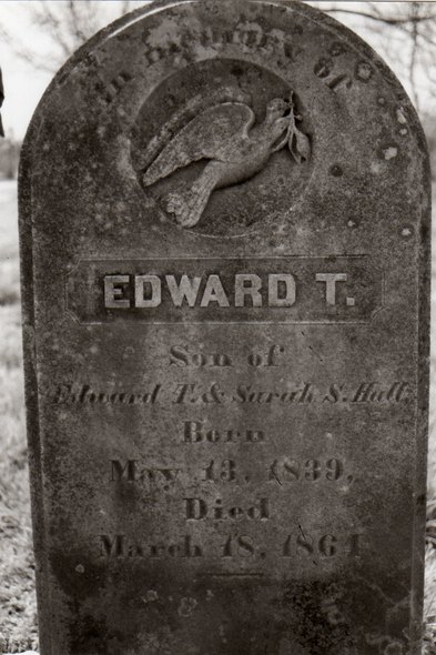 Headstone or supporting photograph for Edward T. Hall (son)