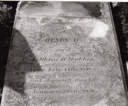 Headstone or supporting photograph for Henry D. Maddux