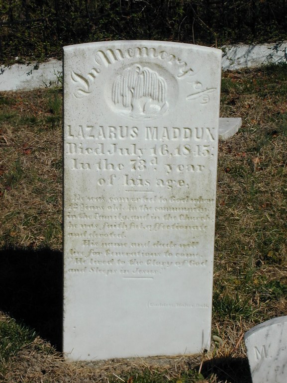 Gravestone: Lazarus Maddux