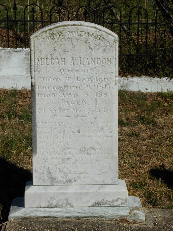 Gravestone: Milcah A. Landon
