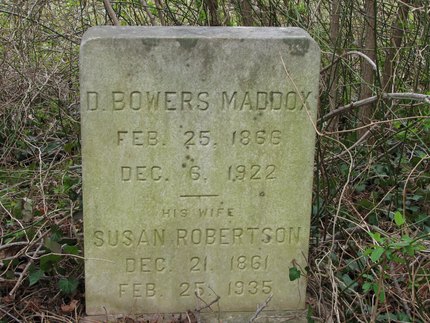 Headstone or supporting photograph for D. Bowers Maddox and Susan Robertson