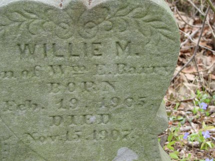Headstone or supporting photograph for Willie M. Barry