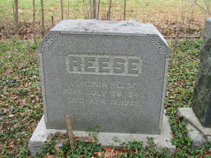 Headstone or supporting photograph for Virginia Reese
