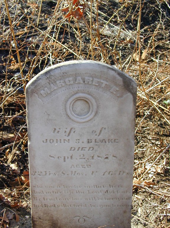 Gravestone: Margaret E. Blake