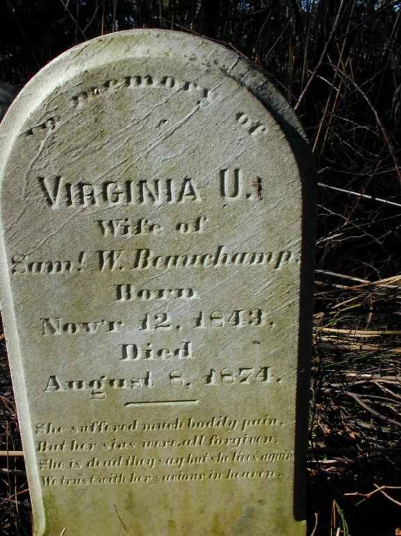 Gravestone: Virginia U. Beauchamp