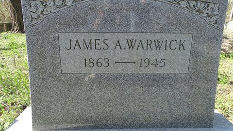Gravestone of James A. Warwick