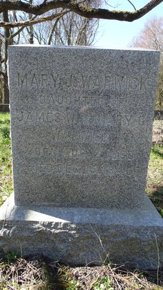 Gravestone of Mary J. Warwick