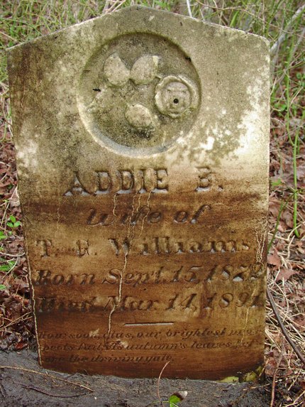 Headstone or supporting photograph for Addie E. Williams