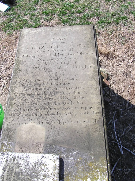 Gravestone: Elizabeth Wilson (wife of John C. Wilson Jr.)
