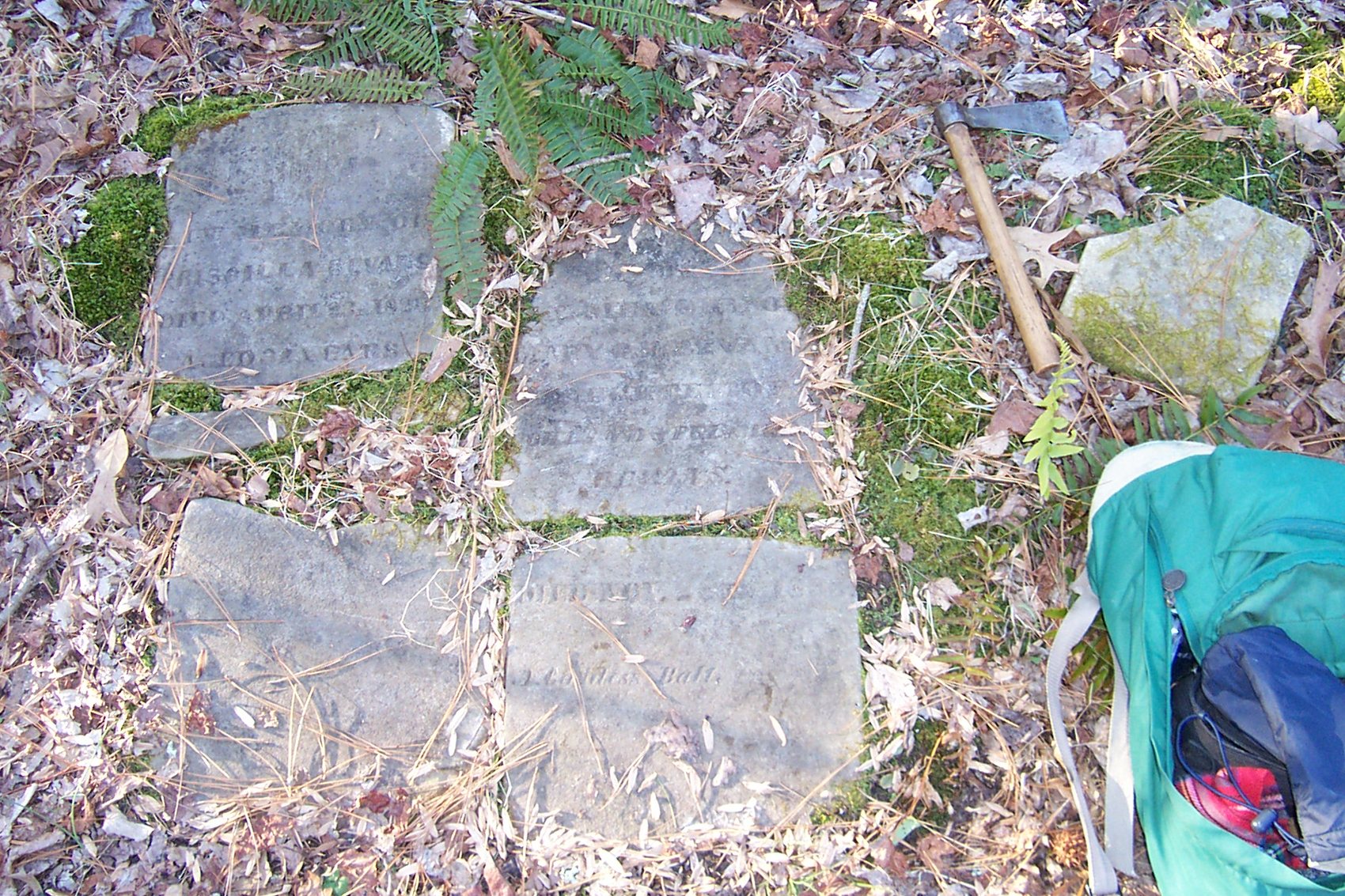 Bevans Cemetery grave markers at the site.