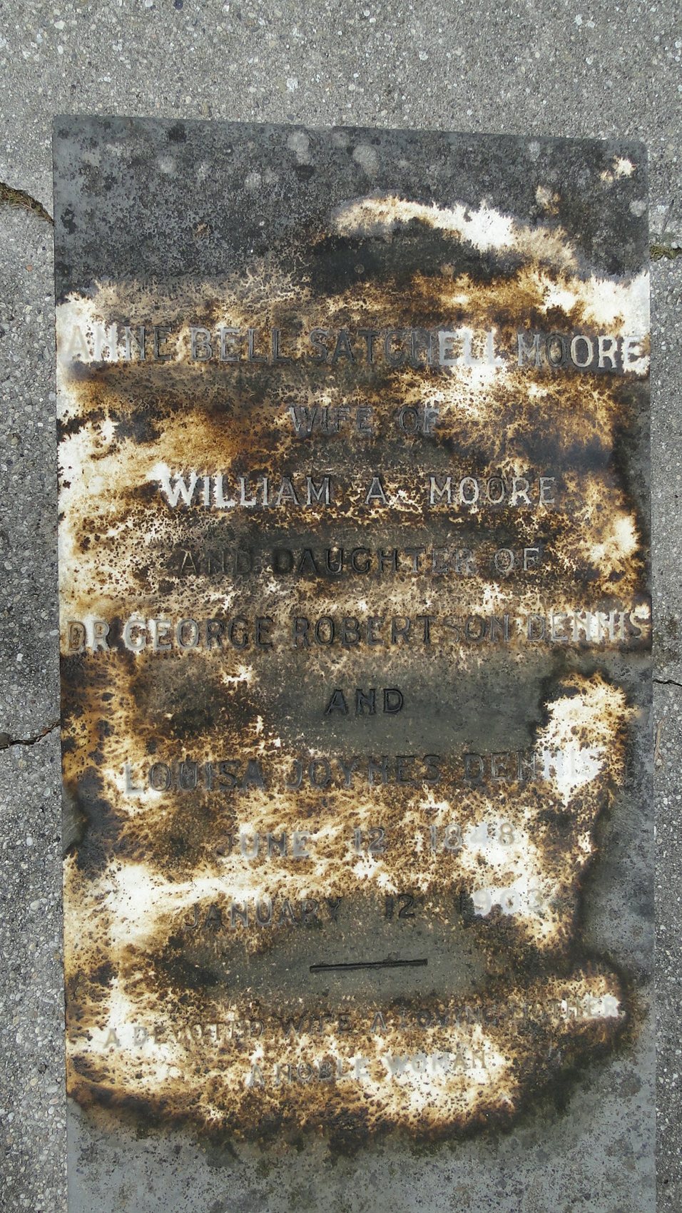 Moore, Anne Bell Satchell (dau of Dr. Geo Dennis)