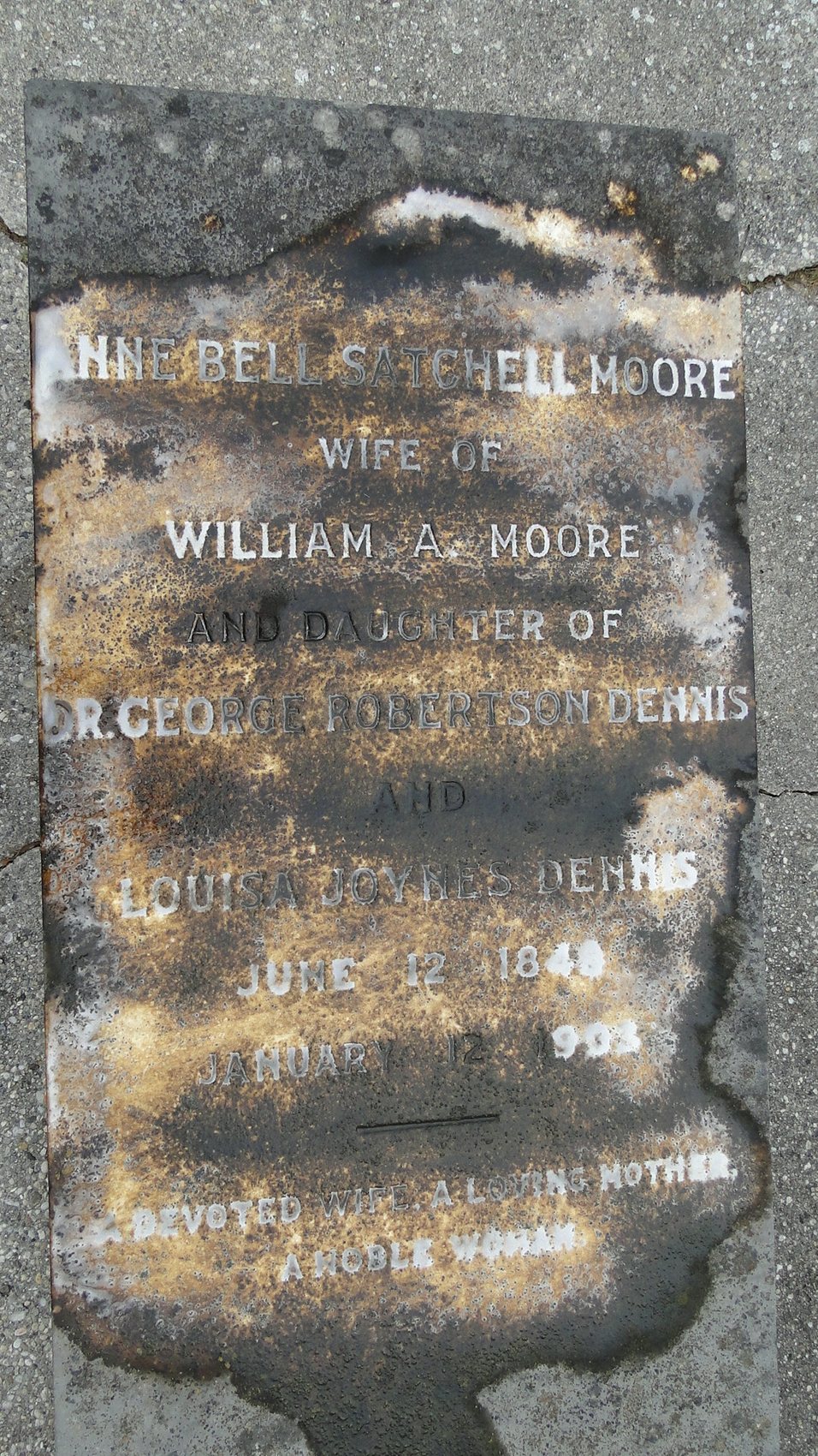 Moore, Anne Bell Satchell (wife of Wm. A.)