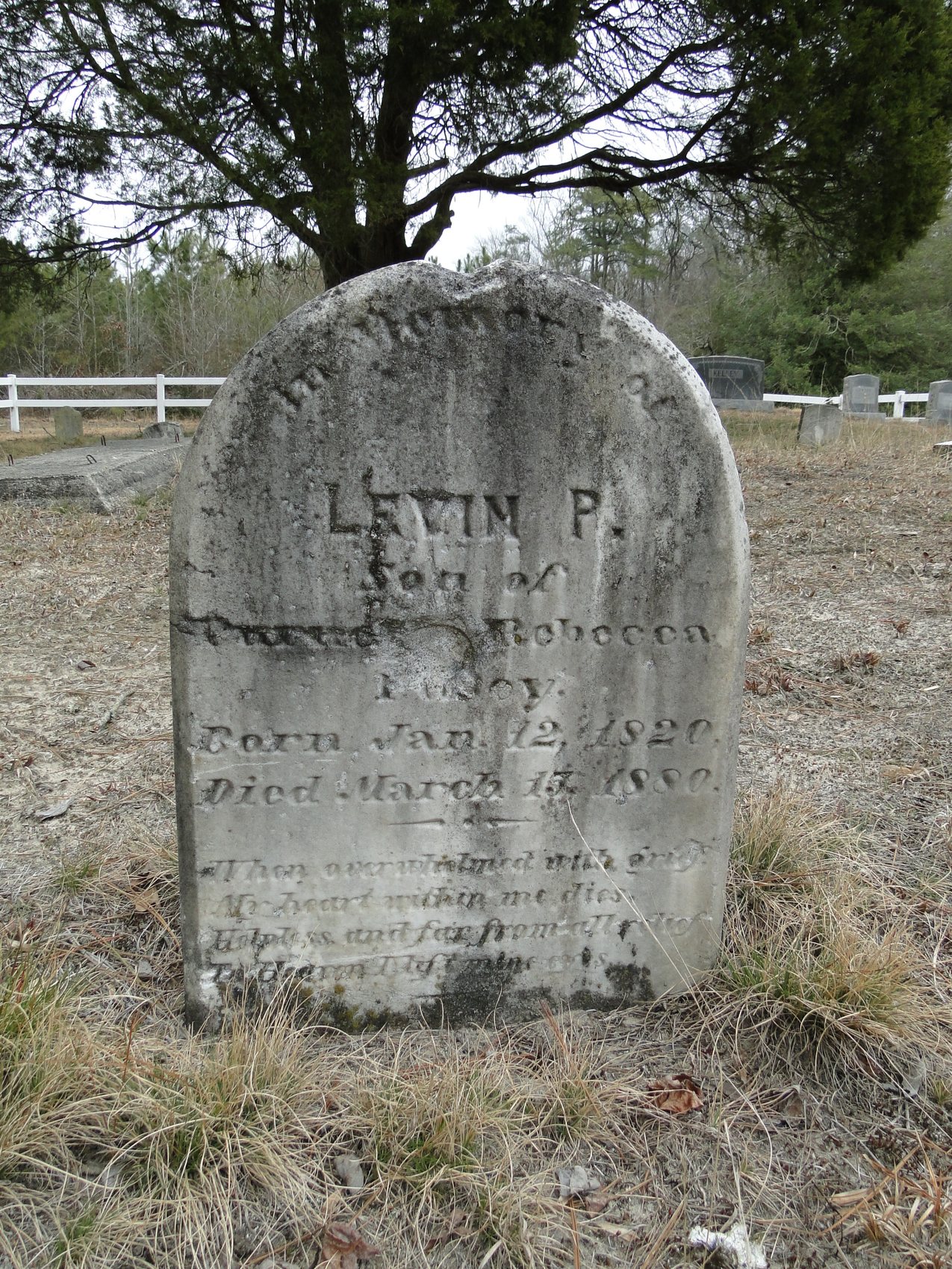Levin P. Pusey memorial marker, moved to Old Nazareth Cemetery from the original Pusey grave location.